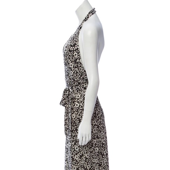 DVF Diane von Furstenberg Clodall black & white halter midi dress sz 8 - Picture 2 of 5